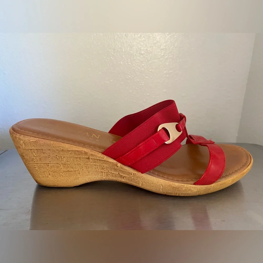 ITALIAN SHOEMAKER ...Elegant Red Wedge Sandals